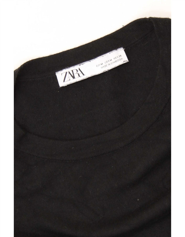 Zara Womens Crew Neck Jumper Sweater UK 12 Medium Black