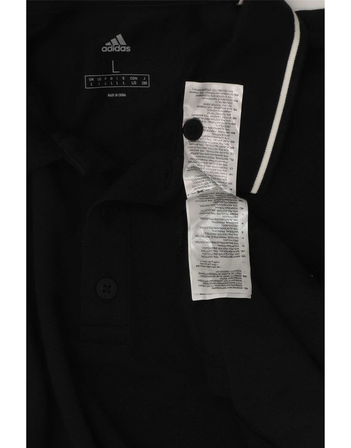 Adidas Mens Polo Shirt Large Black Cotton