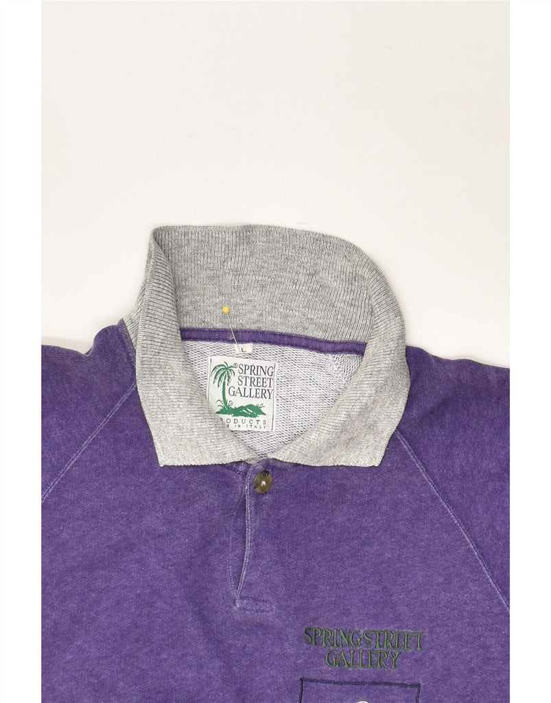 VINTAGE Mens Polo Shirt Large Purple Cotton | Vintage Vintage | Thrift | Second-Hand Vintage | Used Clothing | Messina Hembry 