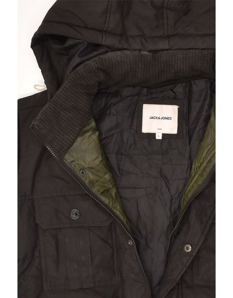 JACK & JONES Mens Hooded Padded Jacket UK 40 Large Black | Vintage Jack & Jones | Thrift | Second-Hand Jack & Jones | Used Clothing | Messina Hembry 