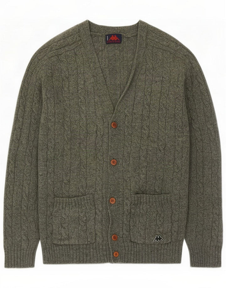 Kappa Mens Cardigan Sweater Large Green Wool