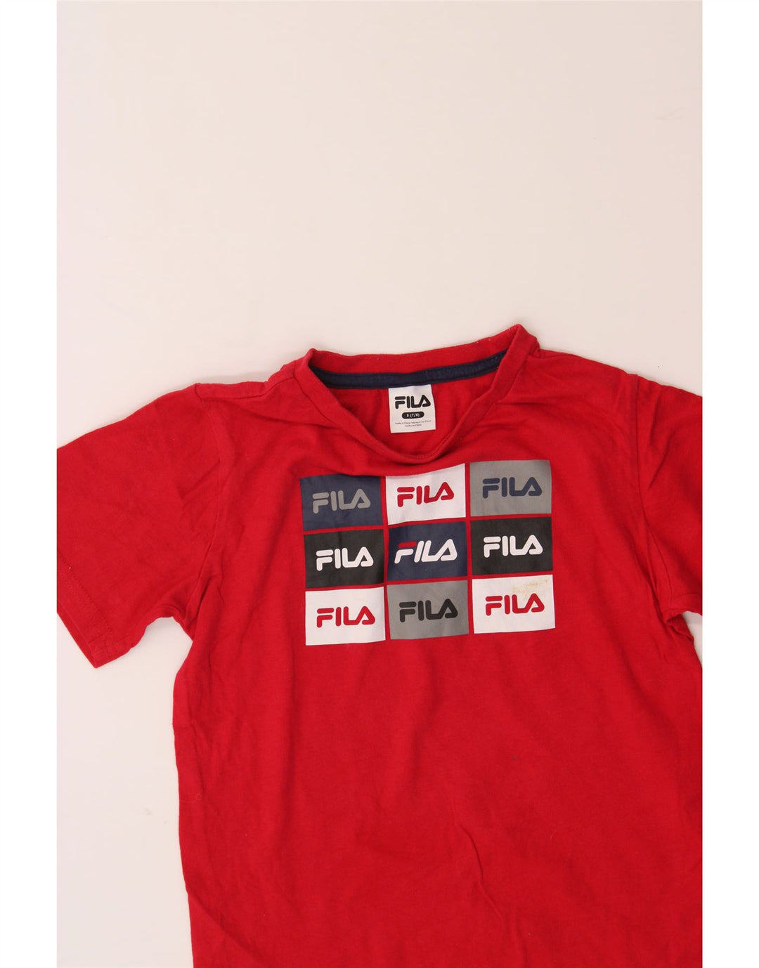FILA Boys Graphic T-Shirt Top 7-8 Years Small Red Cotton Vintage Fila and Second-Hand Fila from Messina Hembry 