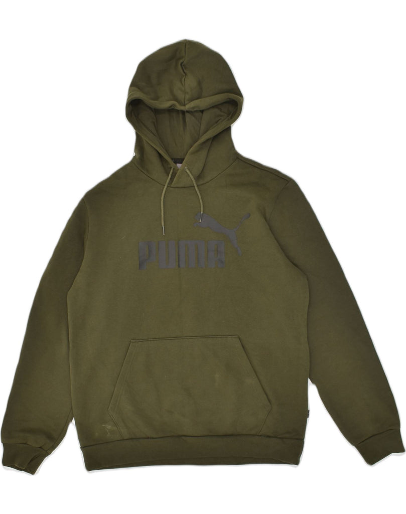 PUMA Mens Graphic Hoodie Jumper Medium Green Cotton | Vintage Puma | Thrift | Second-Hand Puma | Used Clothing | Messina Hembry 