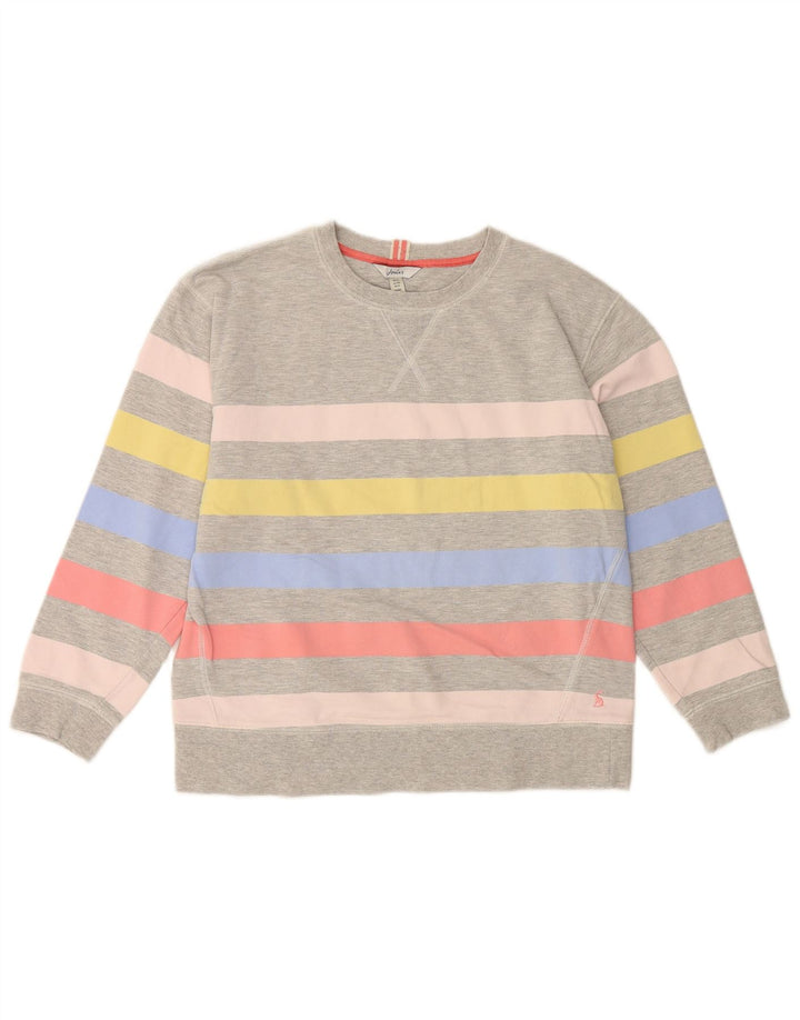 JOULES Womens Sweatshirt Jumper UK 12 Medium  Grey Striped Cotton