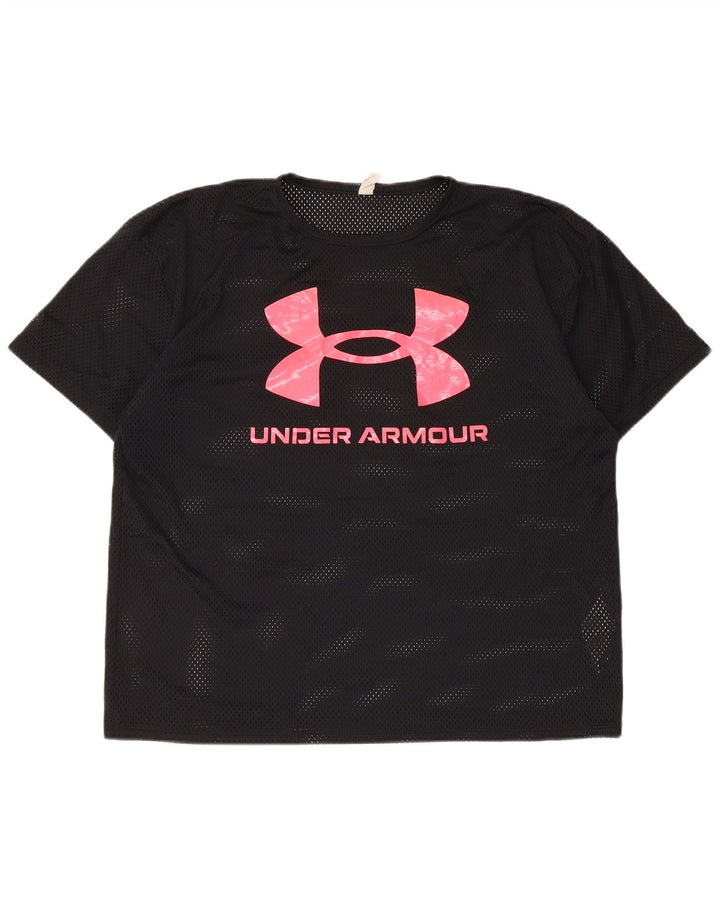 Under Armour Womens Graphic T-Shirt Top UK 16 Large Black Polyester