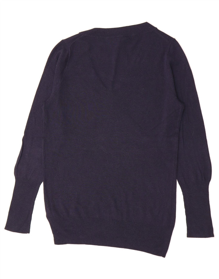 J. CREW Womens V-Neck Jumper Sweater UK 14 Medium Navy Blue Acrylic Vintage J. Crew and Second-Hand J. Crew from Messina Hembry 