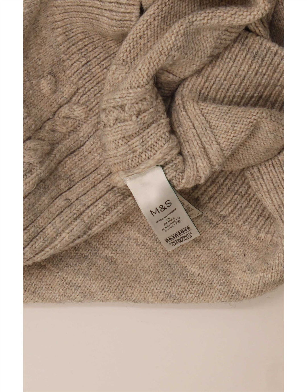 Marks & Spencer Womens Turtle Neck Jumper Sweater UK 10 Small Beige