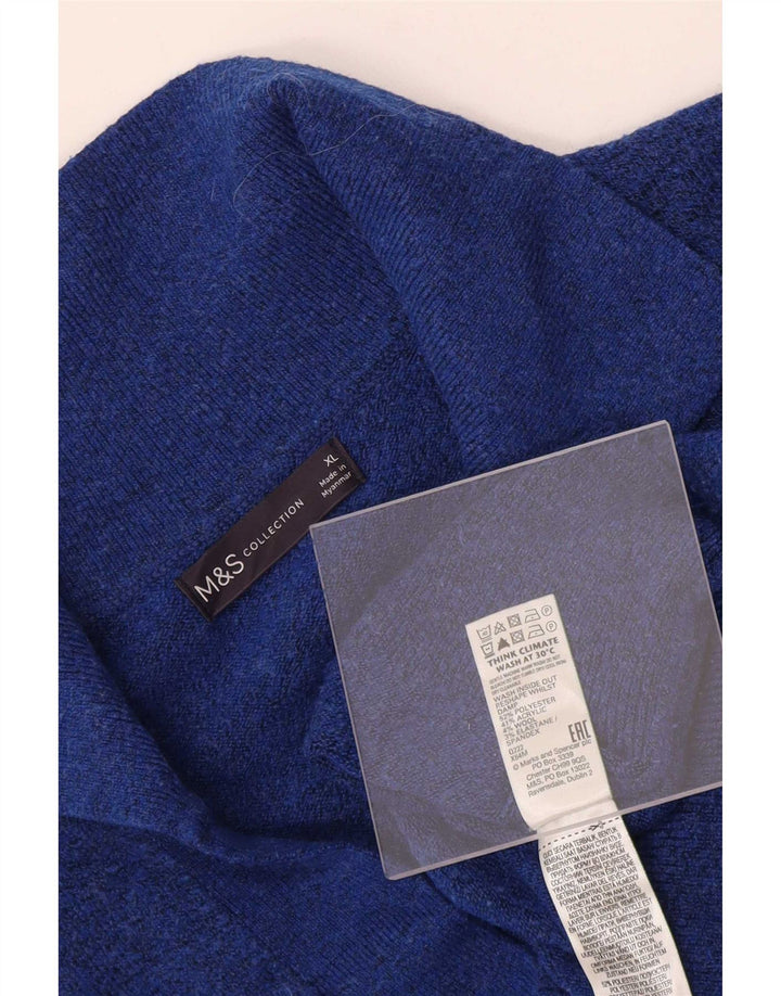 Marks & Spencer Mens Polo Neck Jumper Sweater XL Blue Polyester