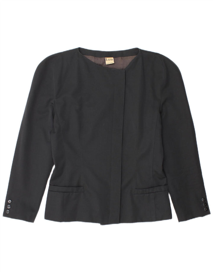 KRIZIA Womens Blazer Jacket IT 46 Large Black Wool