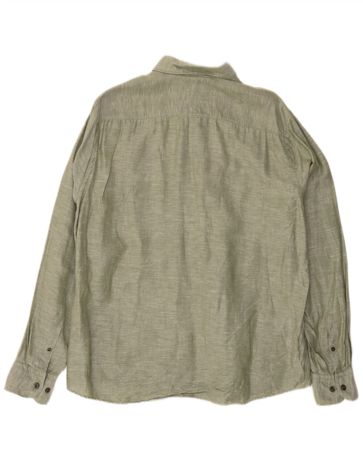 Hugo Boss Mens Shirt Size 41 Large Green Linen