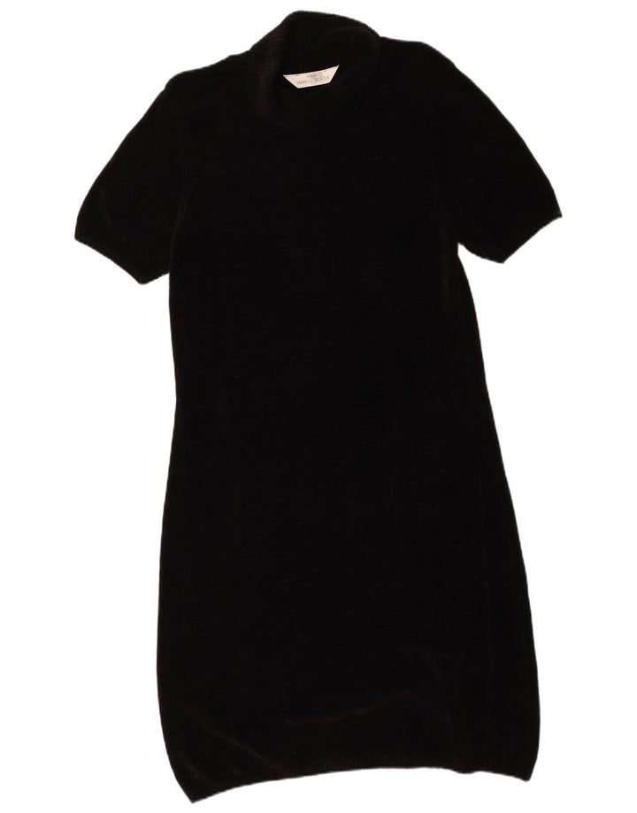 Marks & Spencer Womens Short Sleeve Jumper Dress UK 12 Medium Black