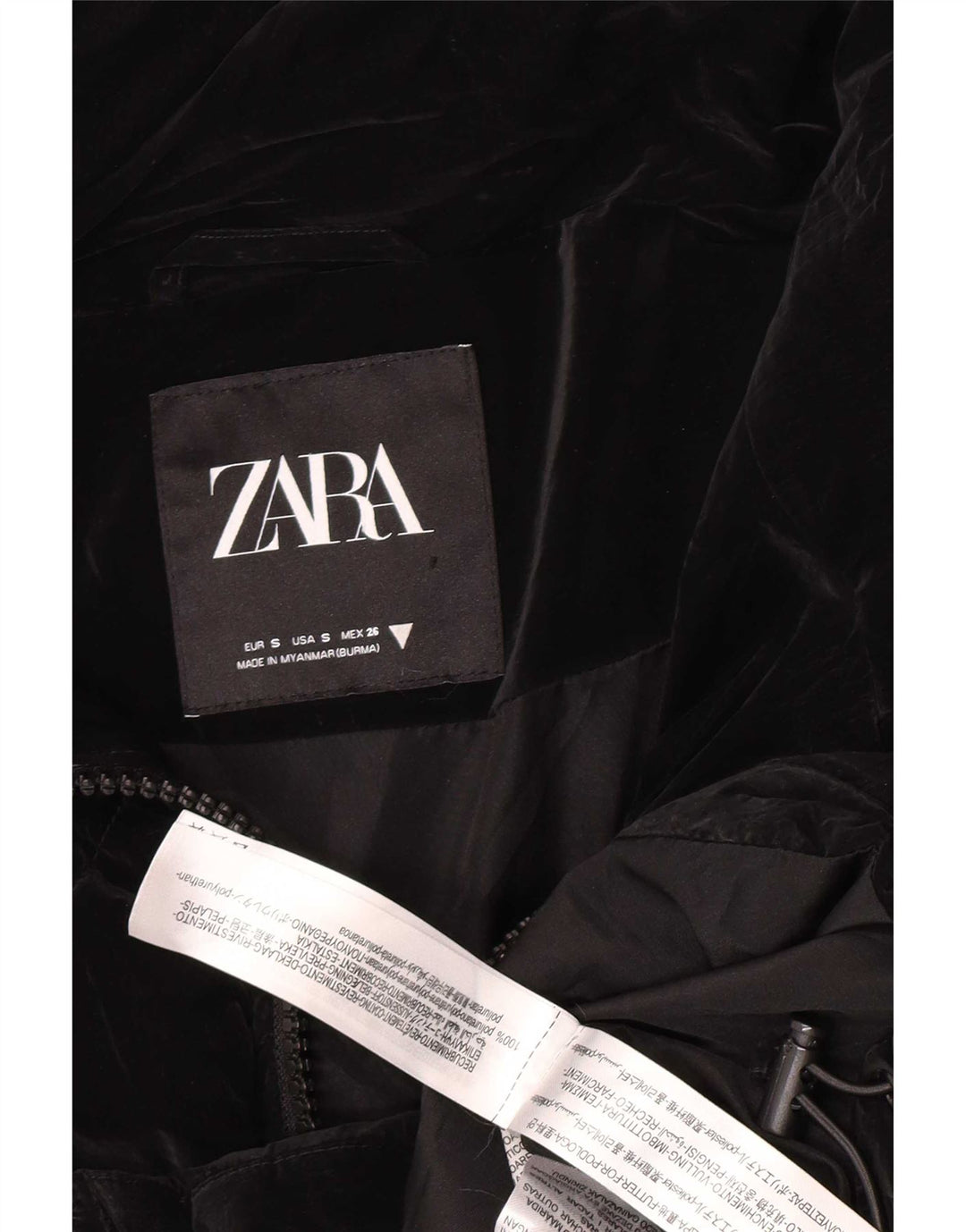 Zara Womens Oversized Padded Jacket UK 10 Small Black Polyurethane