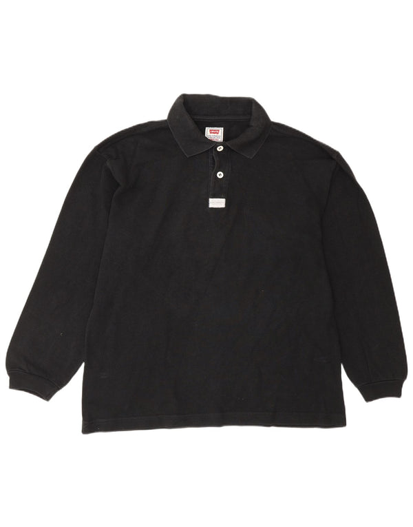 Levi's Mens Long Sleeve Polo Shirt Medium Black Cotton