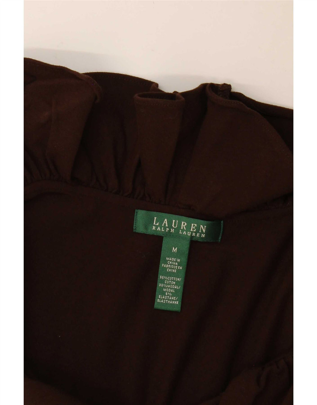 Ralph Lauren Womens Sleeveless Ruffle Front Basic Dress UK 12 Medium Brown