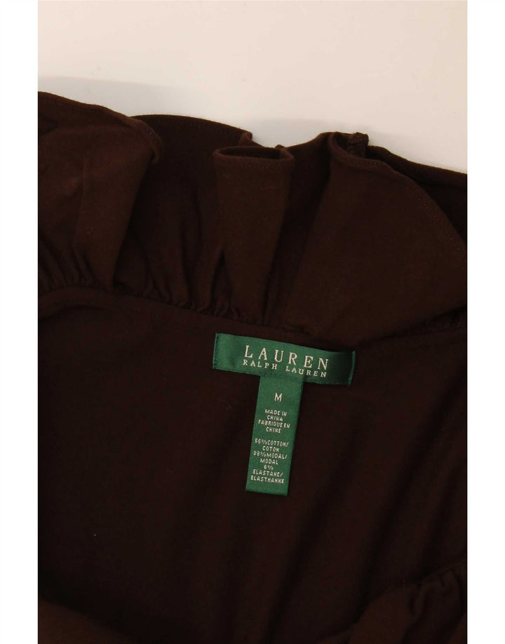 Ralph Lauren Womens Sleeveless Ruffle Front Basic Dress UK 12 Medium Brown
