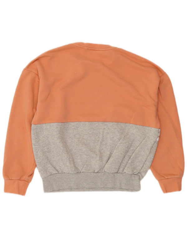 ADIDAS Womens Sweatshirt Jumper UK 12 Medium Orange Colourblock Cotton