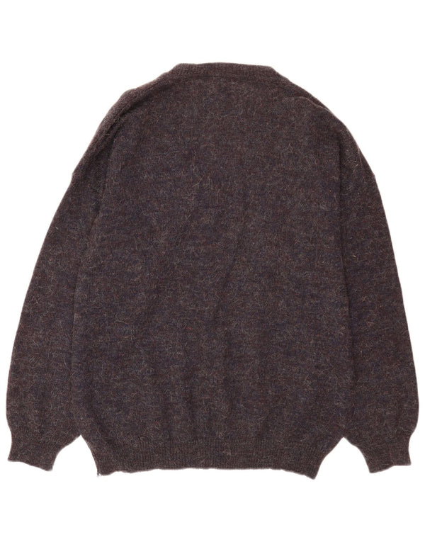 NANI BON Mens V-Neck Jumper Sweater Large Grey Geometric Acrylic