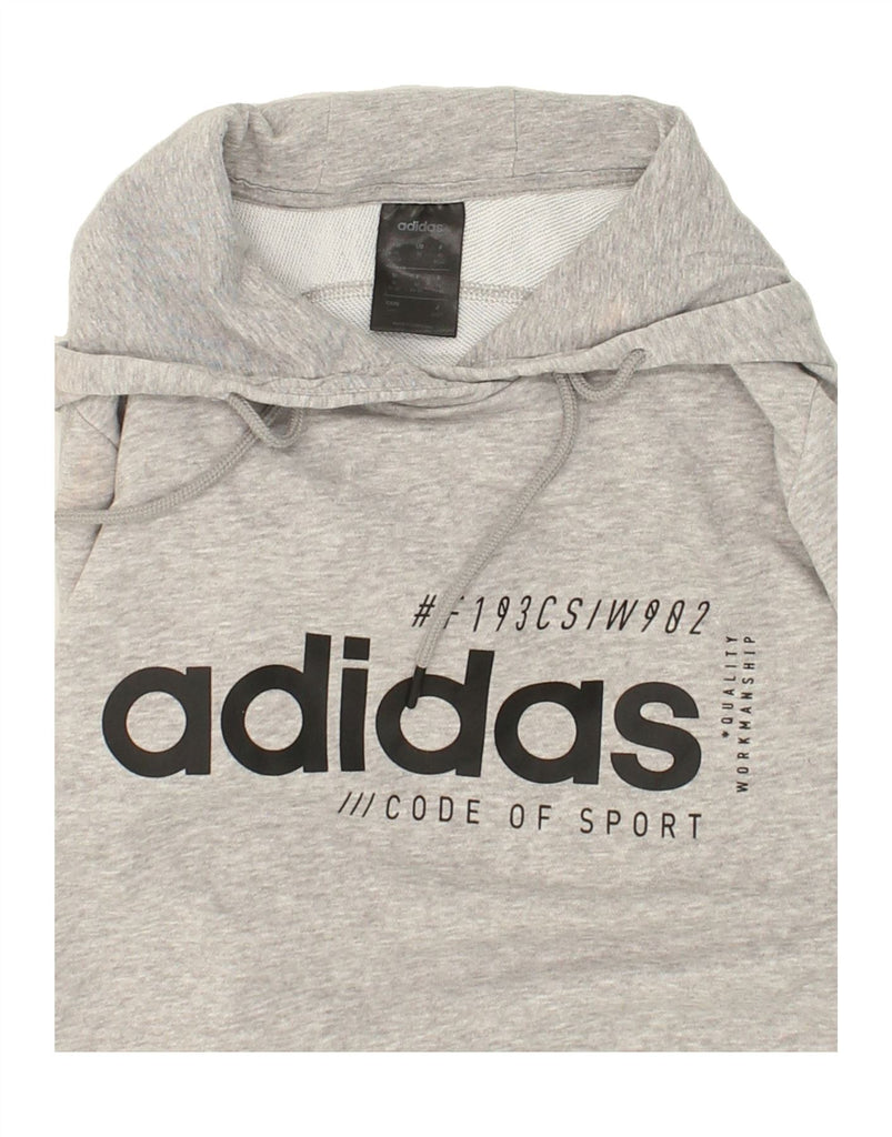 ADIDAS Womens Graphic Hoodie Jumper UK 12/14 Medium Grey Cotton Vintage Adidas and Second-Hand Adidas from Messina Hembry 