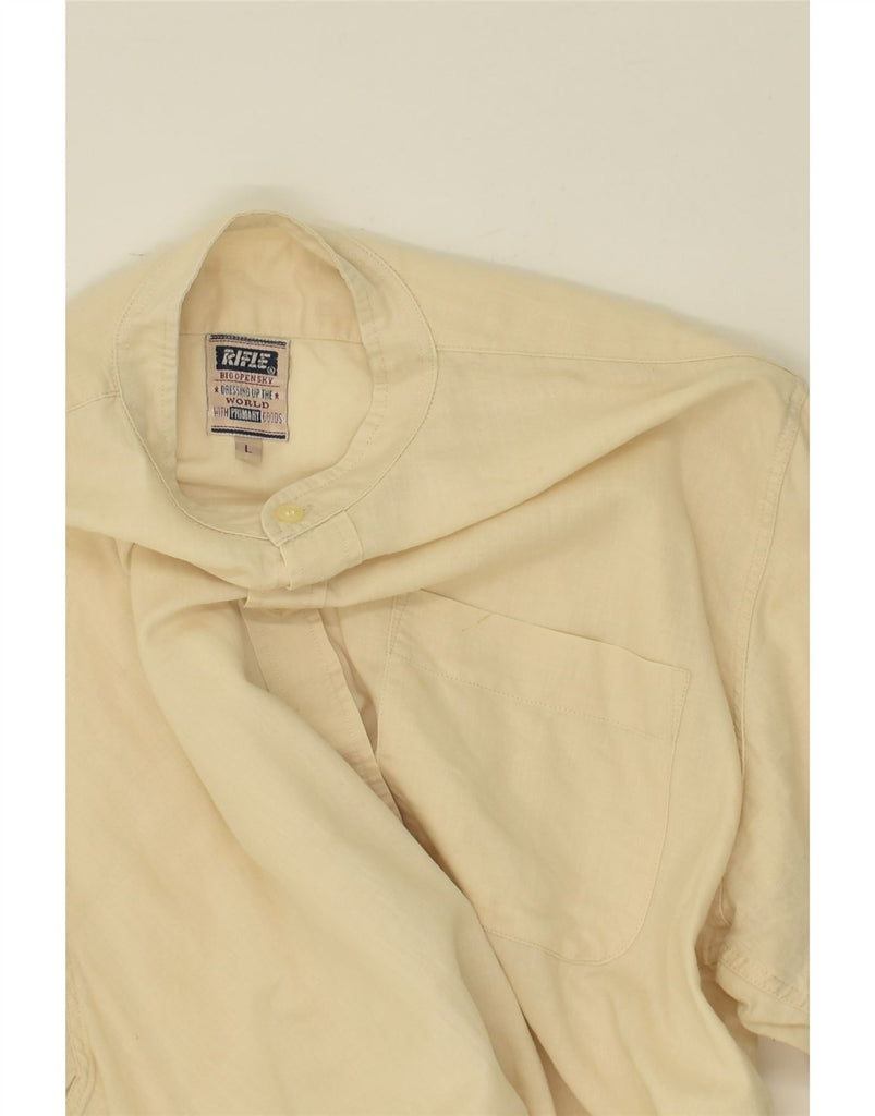 RIFLE Mens Shirt Large Beige | Vintage Rifle | Thrift | Second-Hand Rifle | Used Clothing | Messina Hembry 