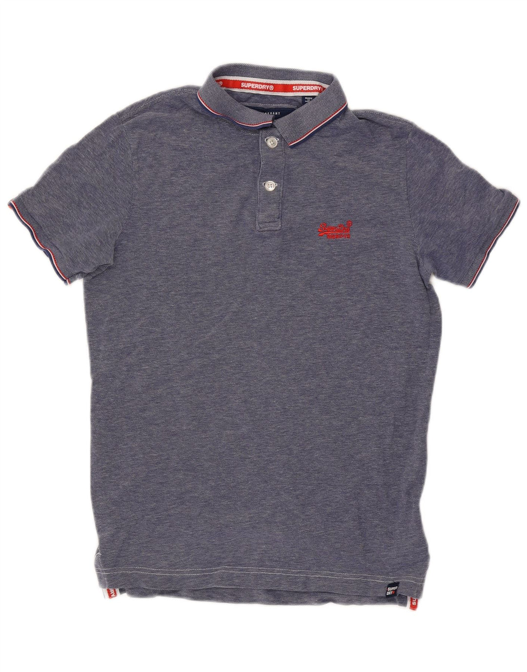 Superdry Mens Polo Shirt Medium Blue Cotton