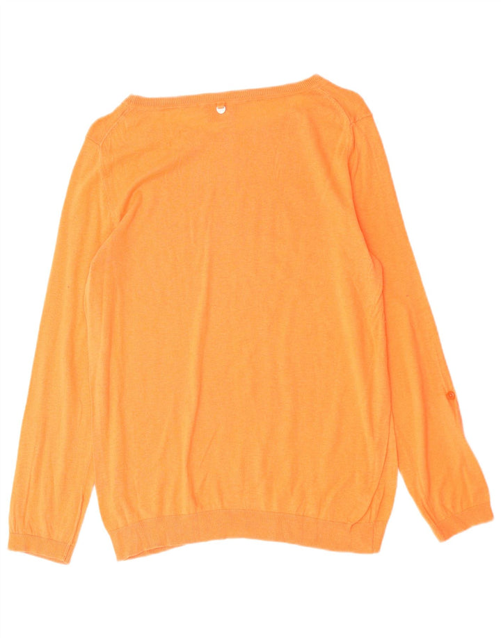 MASSIMO DUTTI Womens Boat Neck Jumper Sweater UK 14 Medium Orange Silk
