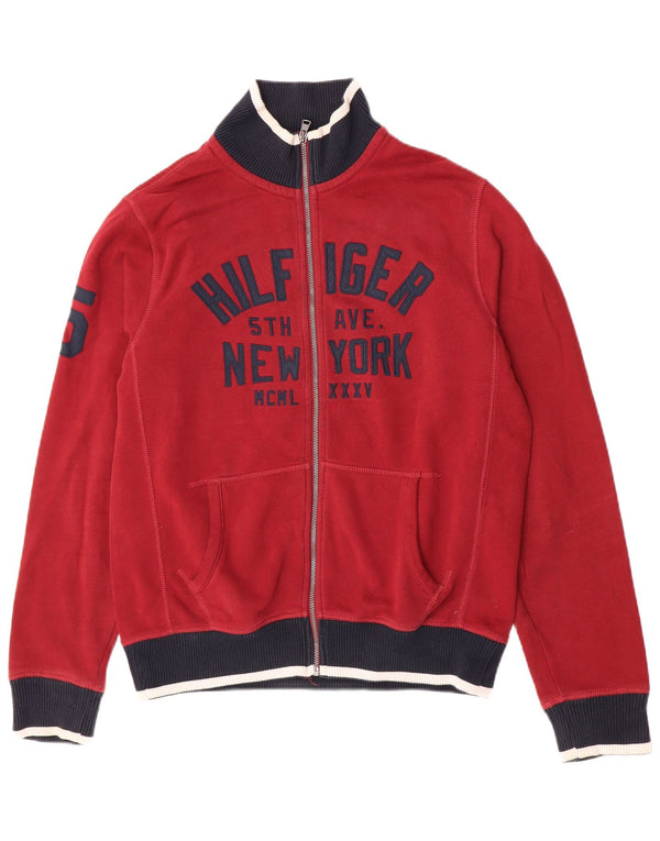 Tommy Hilfiger Mens Vintage Fit Tracksuit Top Jacket Medium Burgundy