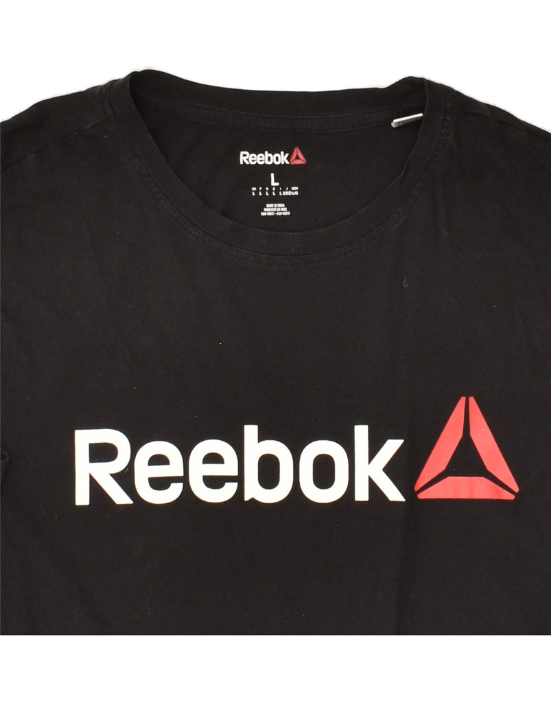 REEBOK Mens Graphic T-Shirt Top Large Black Vintage Reebok and Second-Hand Reebok from Messina Hembry 