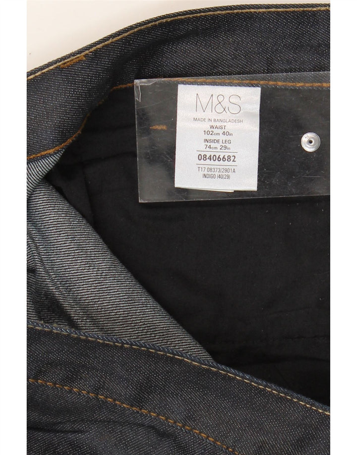 Marks & Spencer Mens Straight Jeans W40 L29 Navy Blue Cotton