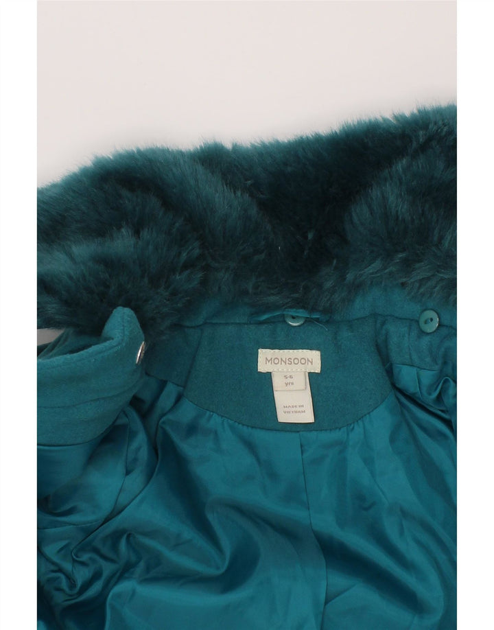 Monsoon Girls Overcoat 5-6 Years Turquoise Polyester
