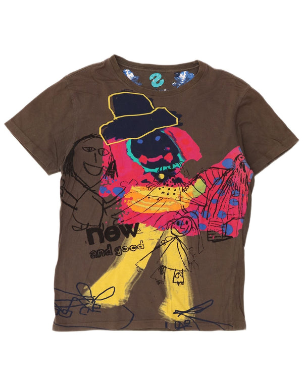 Desigual Mens Graphic T-Shirt Top Medium Khaki