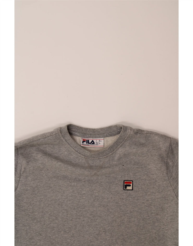 FILA Womens Oversized Sweatshirt Jumper UK 10 Small Grey Cotton Vintage Fila and Second-Hand Fila from Messina Hembry 