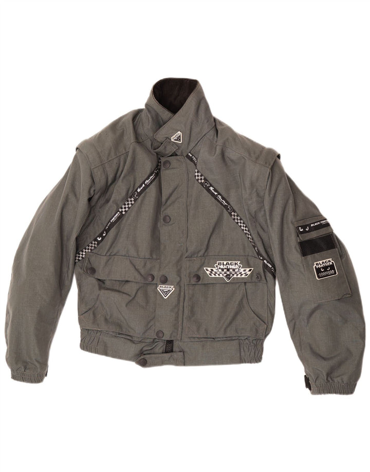 Black Panther Mens Graphic Racer Jacket UK 38 Medium Grey