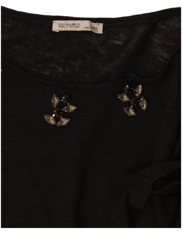 Zara Womens Top Long Sleeve UK 14 Large Black