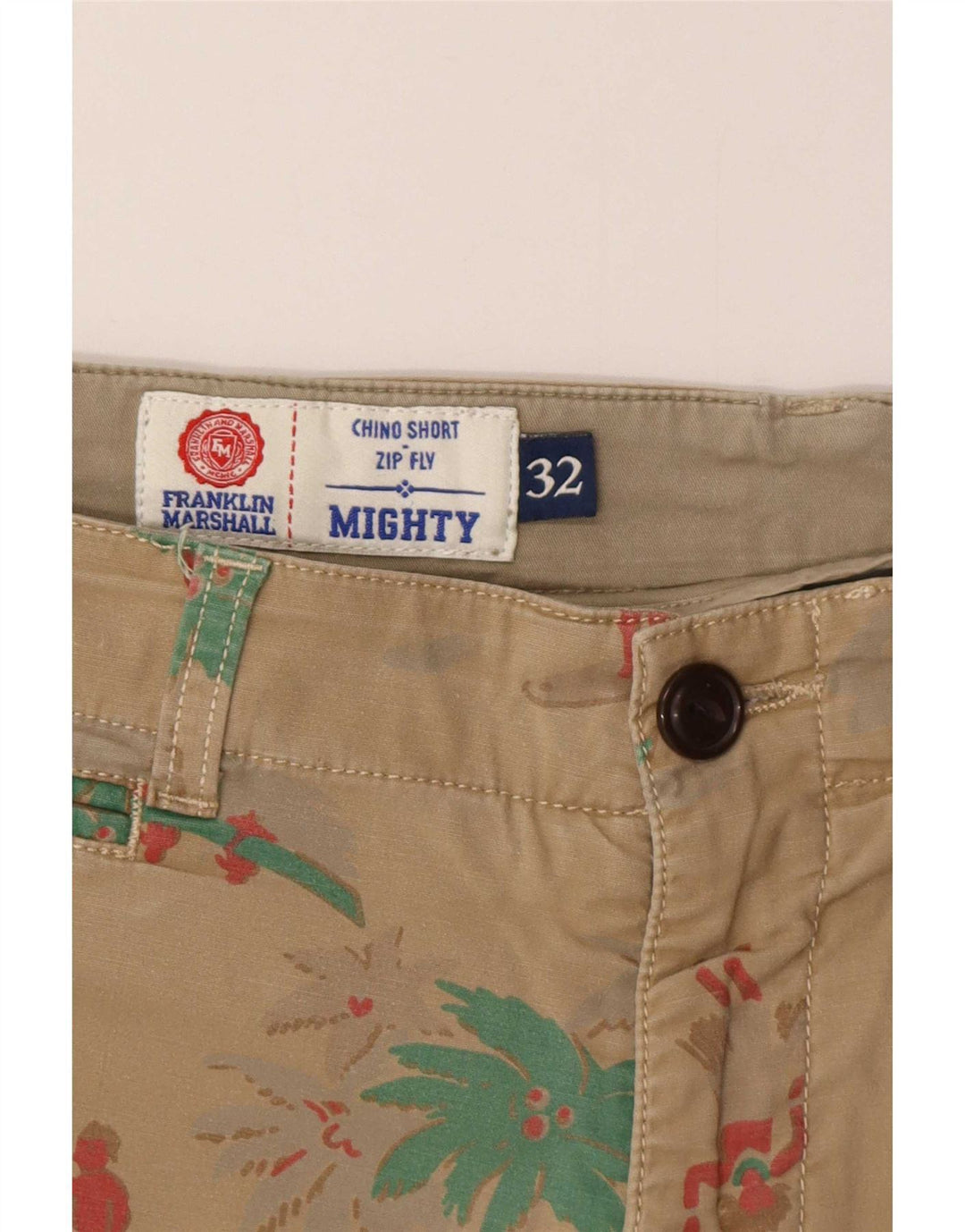 Franklin Marshall Mens Hawaiian Chino Shorts Medium W32 Khaki