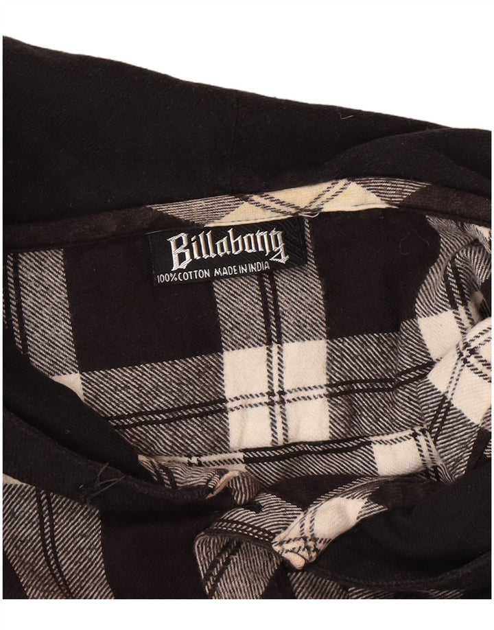 Billabong Mens Hooded Flannel Shirt Large Black Check Cotton