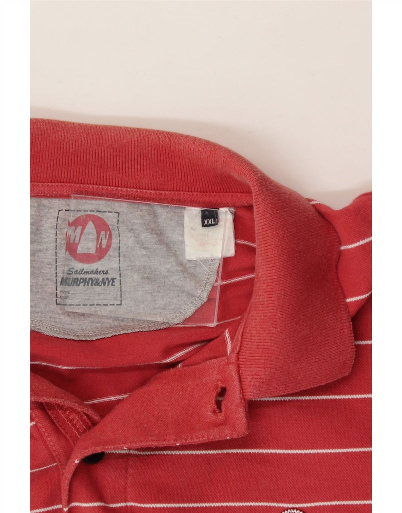 MURPHY & NYE Mens Sailmakers Polo Shirt 2XL Red Striped Cotton Vintage Murphy & Nye and Second-Hand Murphy & Nye from Messina Hembry 
