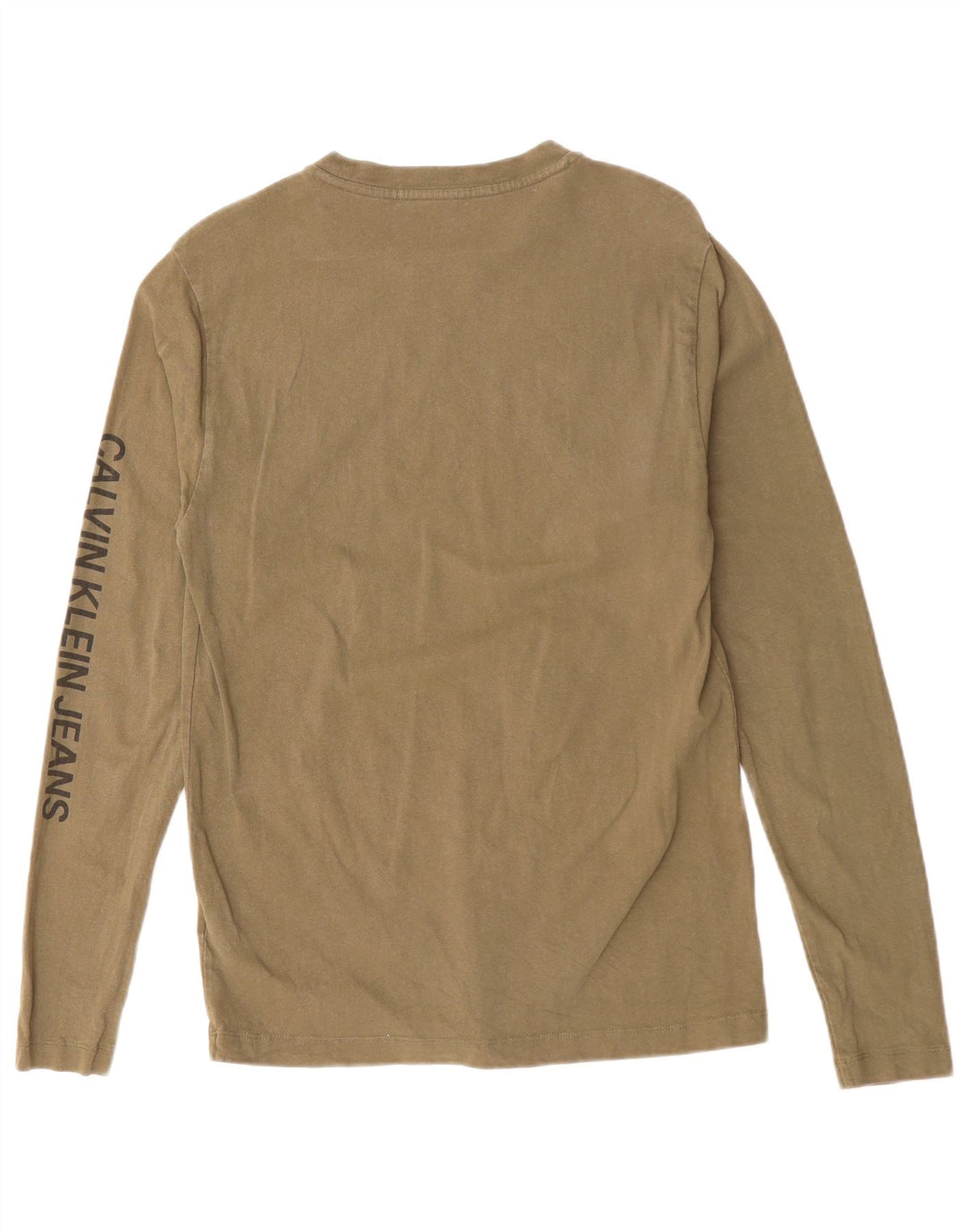 CALVIN KLEIN JEANS Mens Top Long Sleeve Small Khaki Cotton