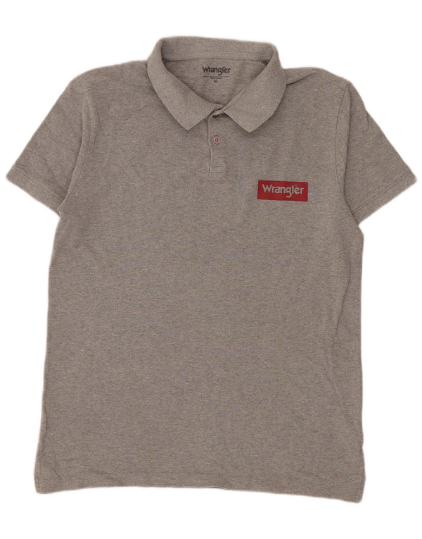 WRANGLER Mens Polo Shirt Medium Grey Flecked Cotton