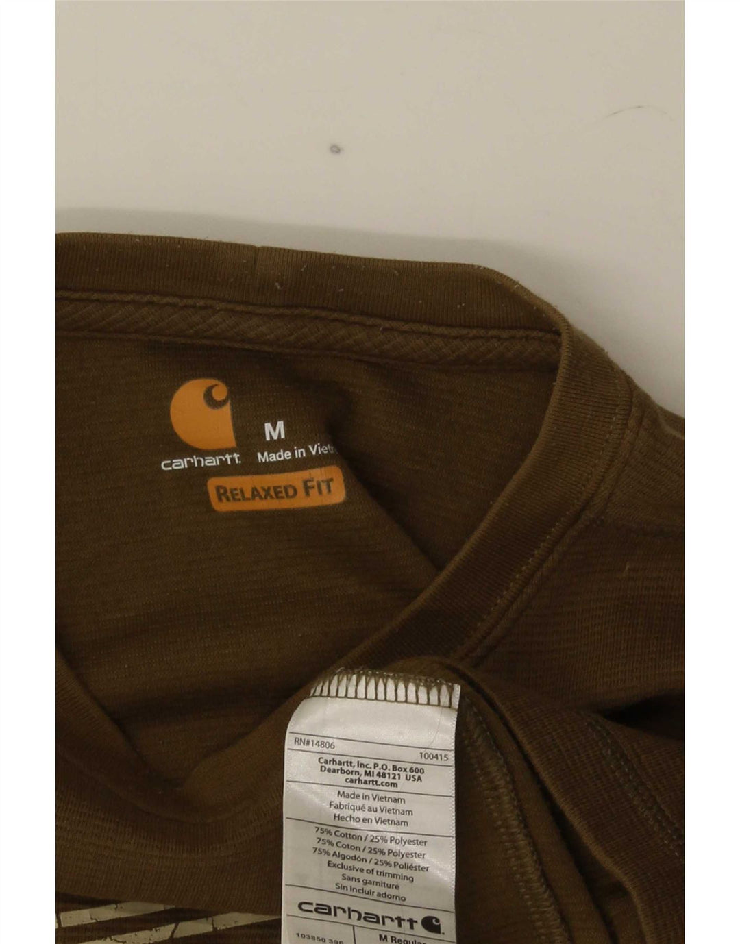 Carhartt Mens Relaxed Fit Graphic Top Long Sleeve Medium Green Cotton