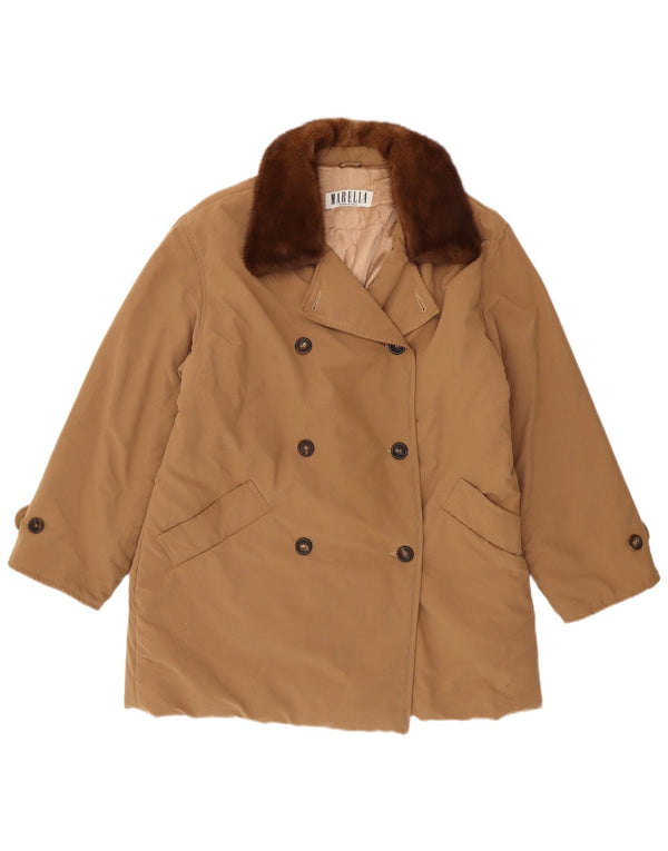 Marella Womens Oversized Double Breasted Coat UK 12 Medium Brown Polyester