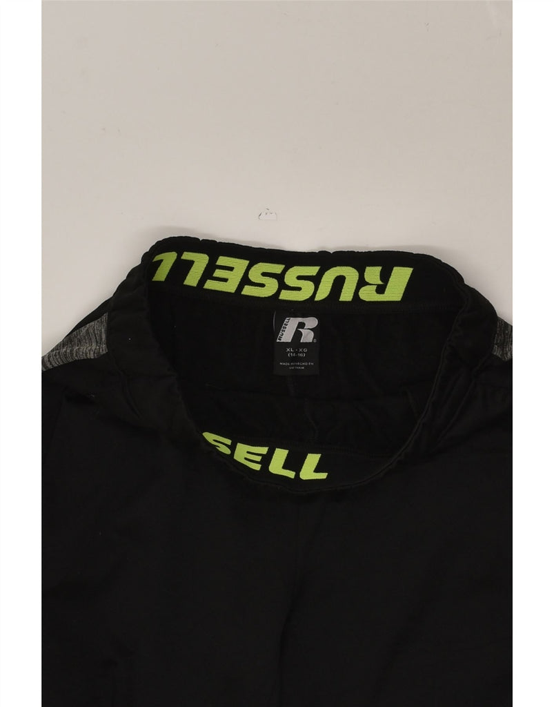 RUSSELL ATHLETIC Boys Tracksuit Trousers 14-15 Years XL Black Colourblock | Vintage Russell Athletic | Thrift | Second-Hand Russell Athletic | Used Clothing | Messina Hembry 