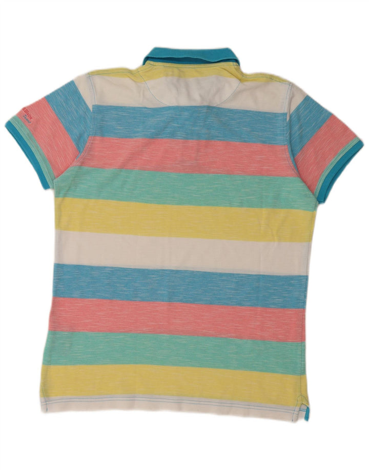 HARMONT & BLAINE Mens Polo Shirt Large Multicoloured Striped Cotton