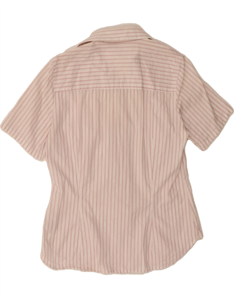 ZARA Womens Short Sleeve Shirt UK 16 Large White Striped Cotton Vintage Zara and Second-Hand Zara from Messina Hembry 