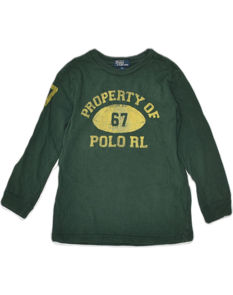 POLO RALPH LAUREN Girls Graphic Top Long Sleeve 5-6 Years Green Cotton | Vintage Polo Ralph Lauren | Thrift | Second-Hand Polo Ralph Lauren | Used Clothing | Messina Hembry 