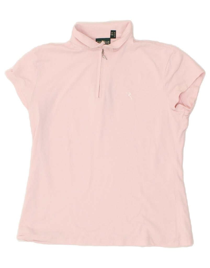 CHERVO Womens Zip Neck Polo Shirt UK 10 Small Pink Vintage Chervo and Second-Hand Chervo from Messina Hembry 