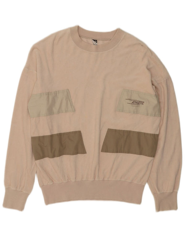 Vintage Mens Crew Neck Jumper Sweater IT 54 XL Beige Colourblock Cotton