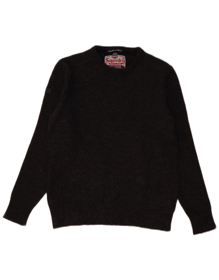 Superdry Mens Crew Neck Jumper Sweater Large Grey Lambswool