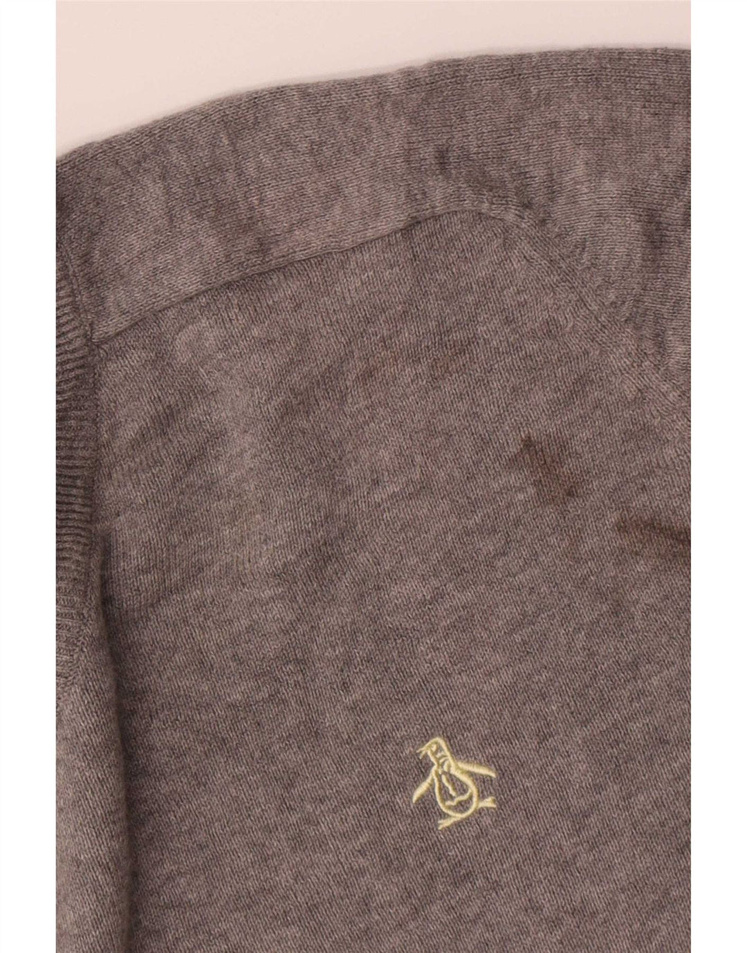 Penguin Mens V-Neck Jumper Sweater Large Grey