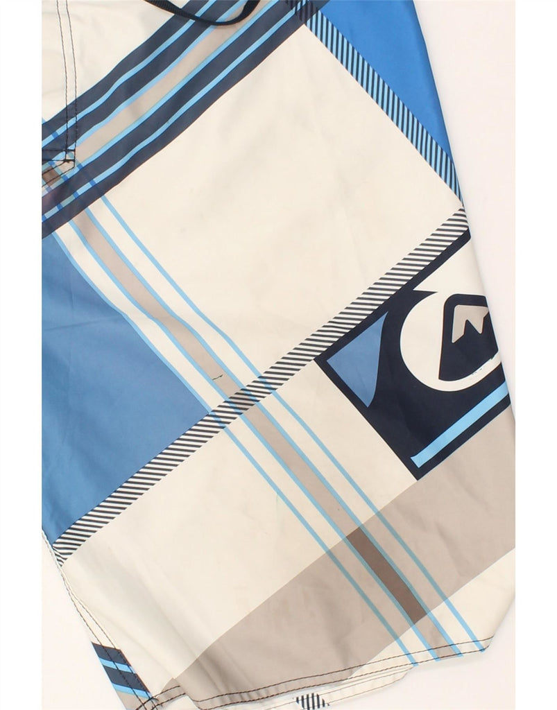 QUIKSILVER Mens Graphic Swimming Shorts XL W38 Blue Colourblock Vintage Quiksilver and Second-Hand Quiksilver from Messina Hembry 