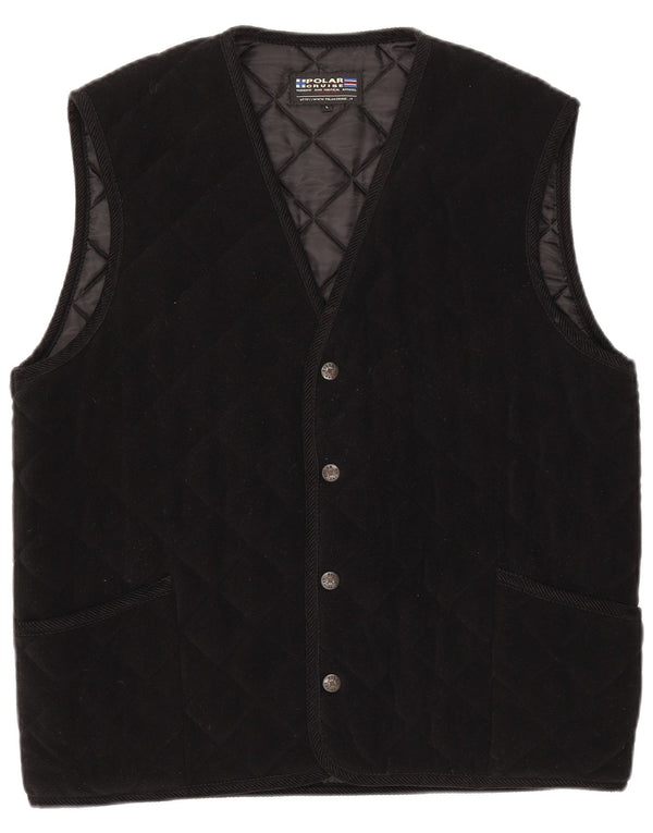 Vintage Mens Quilted Gilet UK 40 Large Black